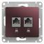 Механизм розетки комп. 2-м Glossa RJ45+RJ45 кат.5е баклажан. SchE GSL001185KK APC