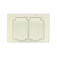 Розетка двухместная UNIVersal серия Афина с/з с крышкой, с/у, 16А, 220В, слоновая кость (ivory) (еврослот), механизм - A0031-I Союз