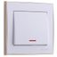Выключатель 1-кл. СП Rain 10А IP20 с подсветкой зол. боковой вставкой бел. LEZARD 703-0226-111