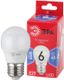 Лампа светодиодная RED LINE LED P45-6W-865-E27 R E27 / Е27 6Вт шар холодный дневной свет | Б0045357 ЭРА