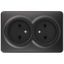 Розетка Эксперт 11-2202-05 2х2P IP20 16A-250В ОУ Антрацит | Б0062997 ЭРА