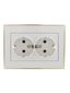 Розетка 2-м СП Rain с заземл. керамика зол. боковой вставкой бел. LEZARD 703-0226-127