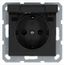 Розетка 1-м Shuko 16А IP20 с заземл. защ. шторки крышкой механизм антрацит Jasmart G5505B