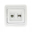 Розетка компьютерная + телеф. СП Лондон RJ45 бел. EKF EEK00-135-10