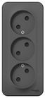 Розетка BLANCA наружная 3-я без заземления со шторками с изоляционной пластиной 16а 250в антрацит - BLNRA001316 APC
