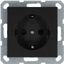 Розетка 1-м Shuko 16А IP20 с заземл. защ. шторки механизм антрацит Jasmart G5501B