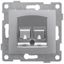 Розетка компьютерная RJ45 Bravo, механизм, двойной, серебро - С10К2-004 GUSI