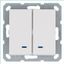 Выключатель двухклавишный со светодиодами 10A 250V~ с накладкой, цвет белый глянцевый - G3023NW Jasmart