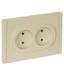 Розетка 2-м СП FORTE&PIANO FP426 10А без заземл. защ. шторок безвинт. крепл. ваниль IEK FP-R20-10-1-K10