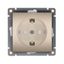 Розетка одноместная UNIVersal серия Афина с/з, с/у, з/ш, 16А, 220В, шампань (еврослот), механизм - A0049-Br Союз