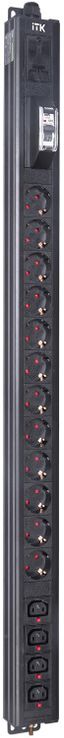 Блок распределения питания ITK BASE PDU PV1111 22U 1ф 16А 12SCHUKO 4C13 2.6м SCHUKO - BS-PV12-12D-04C13-11 IEK