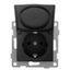 Розетка однопостовая Bravo с/з с з/ш и крышкой, механизм, 16А, 250В, графит - С10Р91-010 GUSI