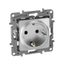 Розетка 1-м СП Etika 16А IP31 250В 2P+E с заземл. защ. шторки немецк. стандарт винтов. клеммы механизм алюм. Leg 672422 Legrand