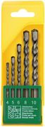 Набор сверл победитовых ударных, цилиндрический хвостовик, 5 шт. (4-5-6-8-10 мм) - 34567 РОС