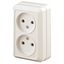 Розетка 2-м ОП Quadro 2-203-02 16А IP20 250В 2х2P сл. кость Intro Б0027653 ЭРА