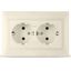 Розетка Севиль 2-ая с заземлением слоновая кость (ivory) - Б-С0128 Союз