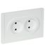 Розетка 2-м СП FORTE&PIANO FP225 10А без заземл. защ. шторки безвинт. крепл. бел. IEK FP-R23-10-1-K01