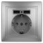 Розетка P+E Schuko со шторками, 16А-250В + 2хUSB 5В-2,1А, IP20, СУ, Plano, алюминий, 1-410-03 - Б0043249 ЭРА