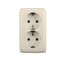 Розетка двойная наружная с заземлением со шторками слоновая кость - РА16-152-01 HEGEL