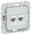 Розетка компьютерная 2-м СП FLITE РК5е-2-0-ФлЖ RJ45 кат.5E UTP механизм жемчуж. IEK FI-K22-1-K36