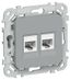 Розетка компьютерная 2-м СП FLITE РК5е-2-0-ФлС RJ45 кат.5E UTP механизм сер. IEK FI-K22-1-K03