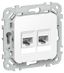 Розетка компьютерная 2-м СП FLITE РК6-2-0-ФлБ RJ45 кат.6 UTP механизм бел. IEK FI-K22-2-K01