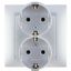 Розетка двойная 2Р+Е Schuko, 16А, 250В, винтовой зажим, алюминий - 1590459-033 Simon