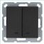 Выключатель двухклавишный со светодиодами 10A 250V~ с накладкой, цвет Антрацит - G3023NB Jasmart