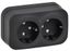 Розетка 2-м ОП GLORY РСш22-3-ХЧм 16А с заземл. защ. шторки черн. матов. IEK ERH24-K02M-16
