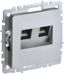 Розетка компьютерная двойная СП RJ45 кат.6 BRITE РК11-2-БрА алюм. IEK BR-K20-2-K47