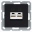 Розетка компьютерная 2-м RJ45 IP20 кат. 5E механизм черн. матов. soft touch Jasmart G6106PB