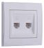 Розетка компьютерная 2-м СП Rain RJ45 с хром. боковой вставкой бел. LEZARD 703-0225-141