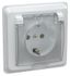 Розетка 1-м СП Вега РСбш10-3-ВБ 16А IP44 с заземл. защ. шторки крышкой бел. IEK ERV16-K01-16-DM