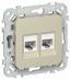 Розетка компьютерная 2-м СП FLITE РК5е-2-0-ФлШ RJ45 кат.5E UTP механизм шампань IEK FI-K22-1-K37