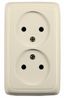 Розетка двойная наружная со шторками с изоляционной пластиной слоновая кость - РА16-144-01 HEGEL