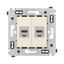 Компьютерная розетка RJ-45 без шторки в стену, кат.5e двойная экранированная, "Avanti", "Ванильная дымка" | 4405764 DKC ДКС