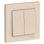 Выключатель двухклавишный ATLASDESIGN схема 5 10АХ в сборе бежевый - ATN000252 APC