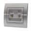 Розетка компьютерная + телефонная 2-м СП Deriy RJ45 RJ11 серебр. метал. LEZARD 702-2828-143