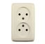 Розетка двойная наружная со шторками с изоляционной пластиной слоновая кость - РА16-144-01 HEGEL
