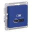 Розетка USB AtlasDesign тип A+C 45Вт высокоскор. ЗУ QC PD механизм аквамарин SE ATN001129 APC