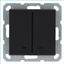 Выключатель двухклавишный со светодиодами 10A 250V~ с накладкой, цвет черный матовый (soft touch) - G3023NPB Jasmart