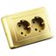 Розетка двойная скрытая с заземлением со шторками золото - РС16-352-07 HEGEL