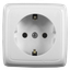 Розетка наружная с заземлением монтажной пластиной белая - РА16-115 HEGEL