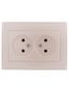 Розетка 2-м СП Rain 16А IP20 без заземл. керамика жемчуж./бел. метал. LEZARD 703-3030-128
