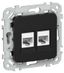 Розетка 2-м СП FLITE РКТ5е/3-2-0-ФлЧ RJ45/RJ11 кат.5E/3 UTP механизм черн. IEK FI-KT22-1-K02