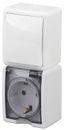 Блок розетка+выкл. верт. IP54, 16A(10AX)-250В, ОУ, Эра Эксперт, белый, 11-7407-01 - Б0036004