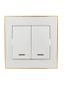 Выключатель 2-кл. СП Rain 10А IP20 с подсветкой зол. боковой вставкой бел. LEZARD 703-0226-112