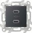 Зарядное устройство розетка 2хUSB, графит - 2411096-038 Simon