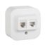 Розетка компьютерная + телефонная 2-м ОП 2мод. Quteo RJ45 RJ11 кат.5E UTP IP20 бел. Leg 782221 Legrand