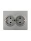 Розетка 2-м СП Karina с заземл. керамика матов. серебр. LEZARD 707-4300-127